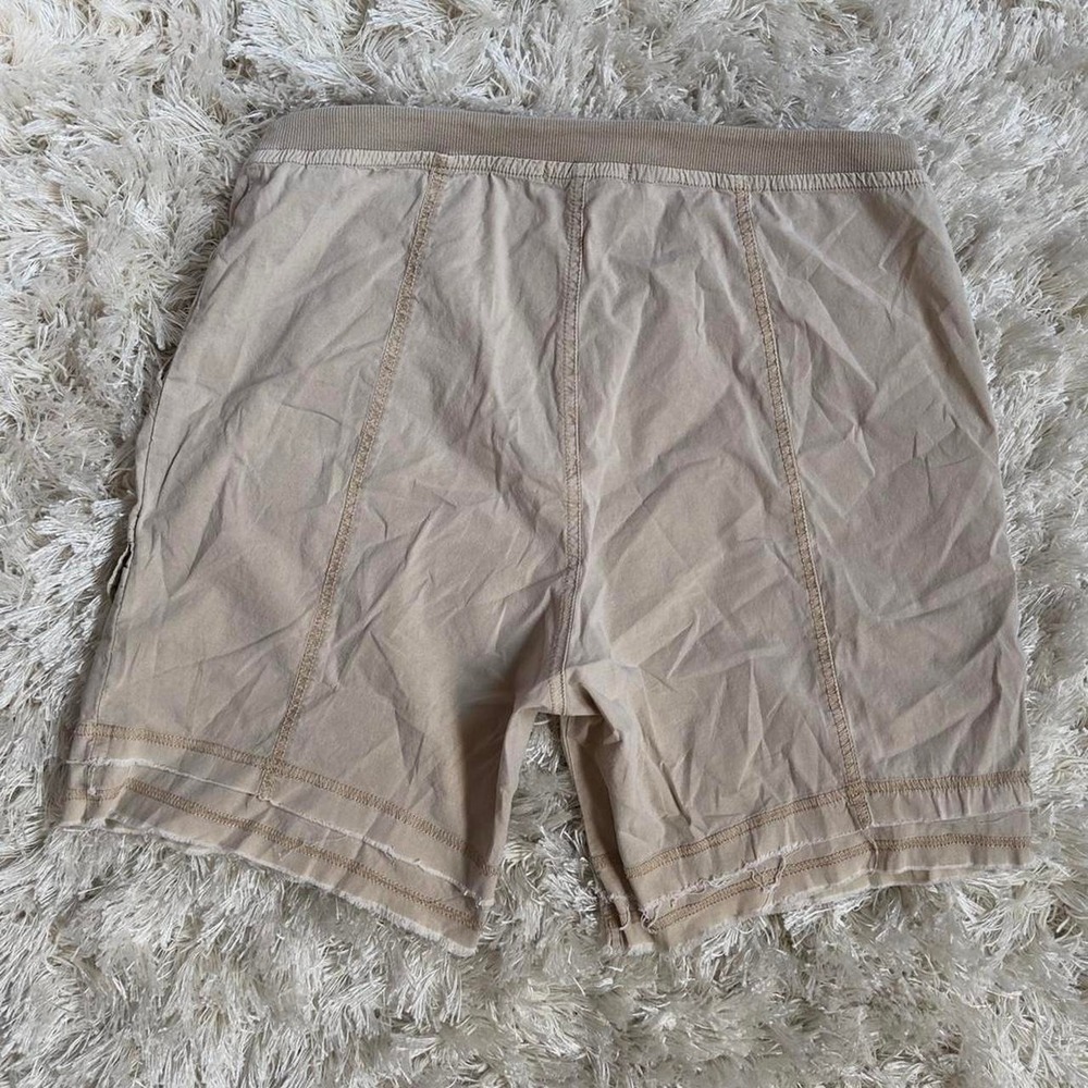 XCVI Beige Cotton Cargo Bermuda Shorts Drawstring Raw Hem Boho Utility Womens M - Picture 4 of 8